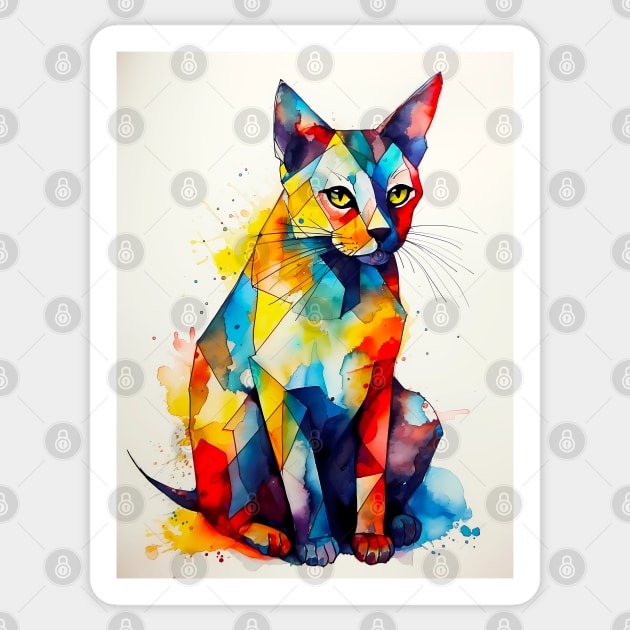 Geometric Cat Sticker by ShopBuzz